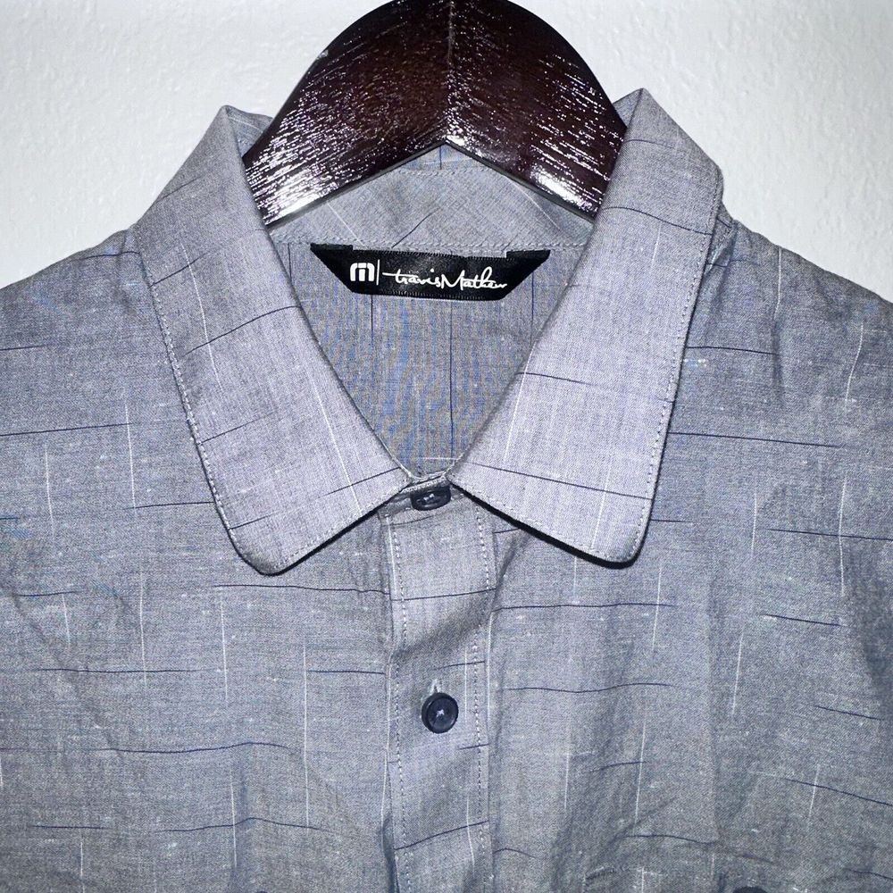 Travis Matthew Mens Gray Button Up Short Sleeve Gray Size M Collard Golf Shirt